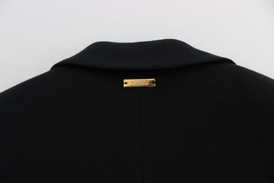 Black Cotton Stretch Gold Studded Blazer Jacket