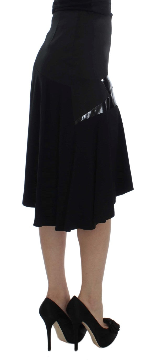 Black Blue Cotton Stretch Straight Skirt