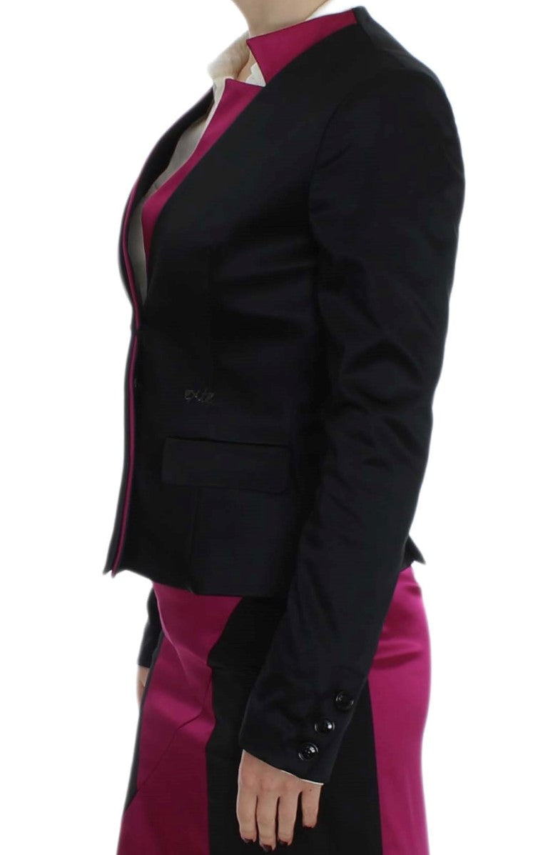 Black Pink Stretch Blazer Jacket