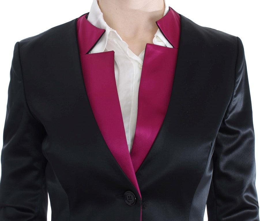 Black Pink Stretch Blazer Jacket