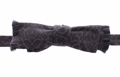 Gray Black Wool Bow Tie