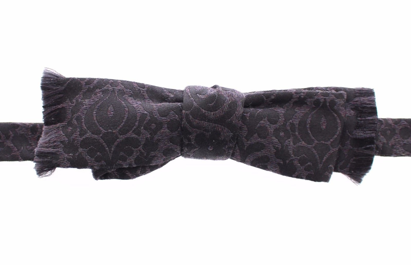 Gray Black Wool Silk Bow Tie