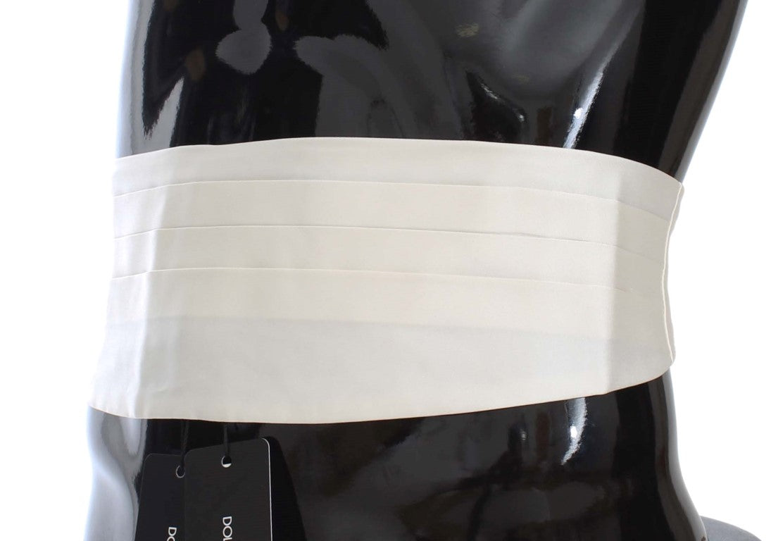 White Wide Belt Silk Cummerbund