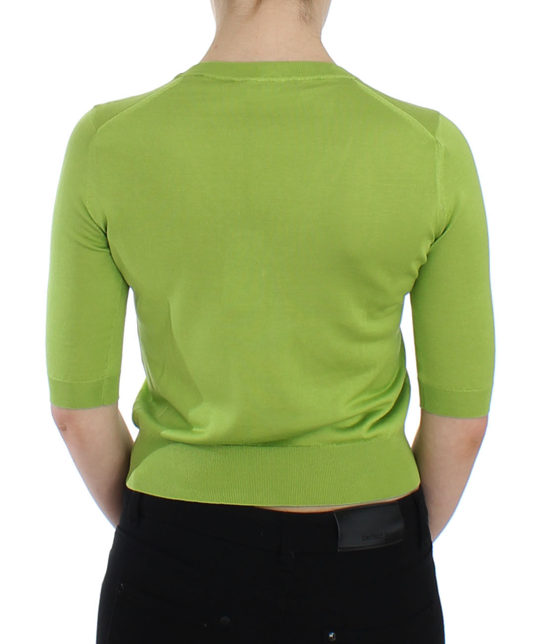 Green Wool V-neck Pullover Sweater Top