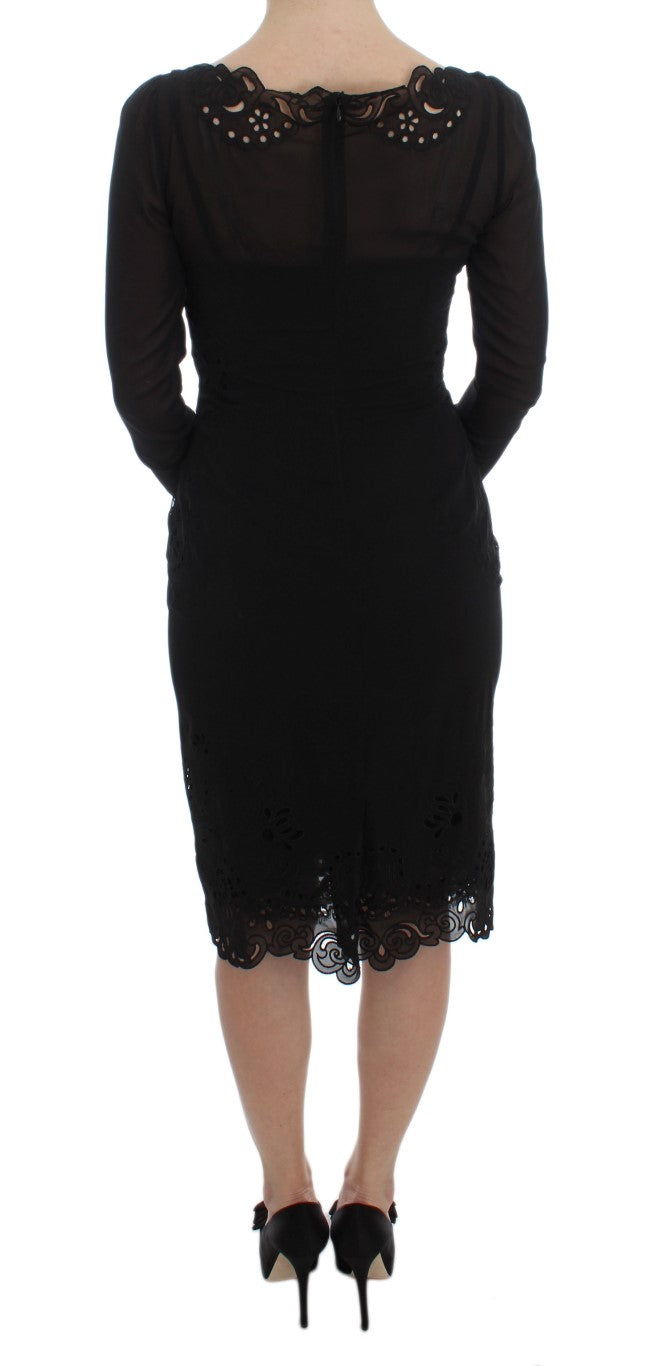 Black Silk Stretch Sheath Dress