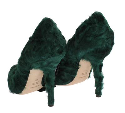 Green Xiangao Lamb Fur Leather Pumps