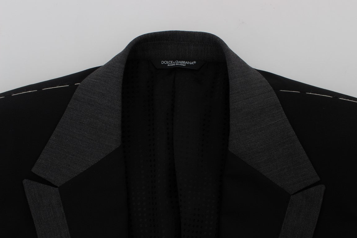 Black Wool Stretch Slim Blazer Jacket