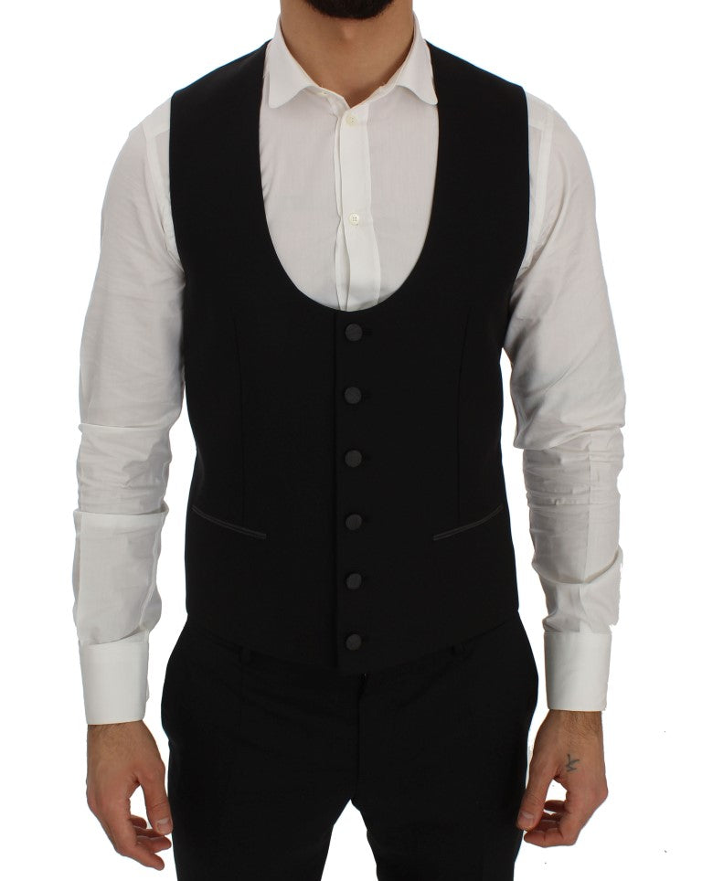 Black Wool Stretch Slim Blazer Jacket