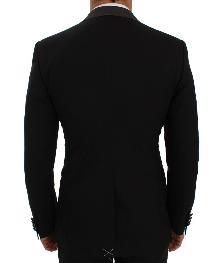 Black Wool Stretch Slim Blazer Jacket