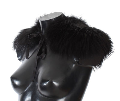 Black Fox Fur Collar Scarf