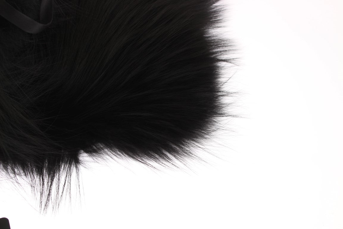 Black Fox Fur Collar Scarf