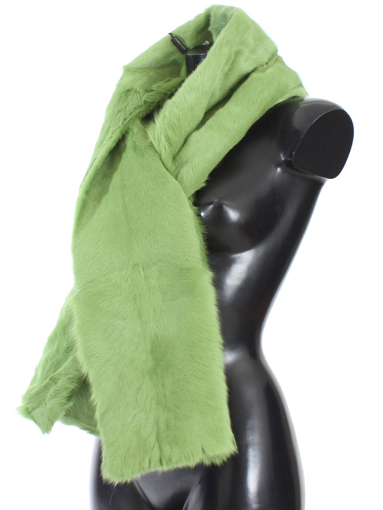 Green Goat Fur Long Scarf