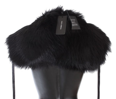 Black Fox Fur Shoulder Wrap Cover Collar Scarf