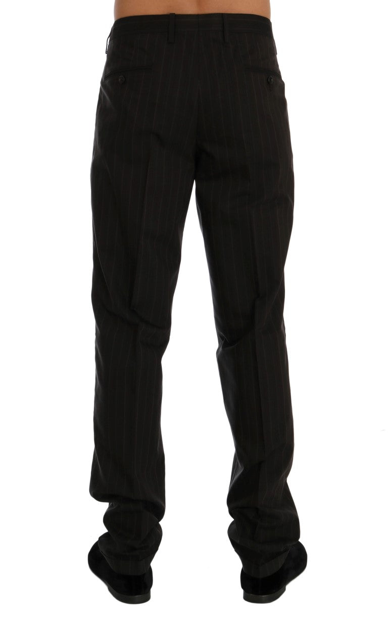 Brown Striped Cotton Dress Formal Pants