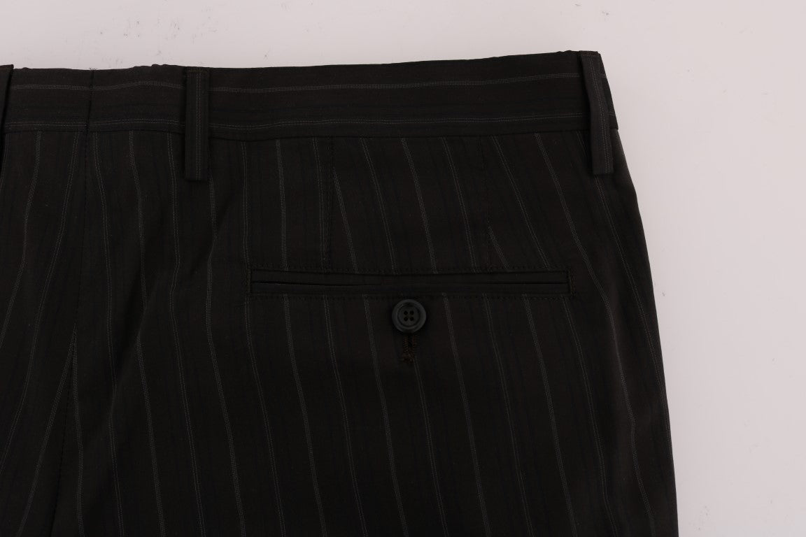 Brown Striped Cotton Dress Formal Pants