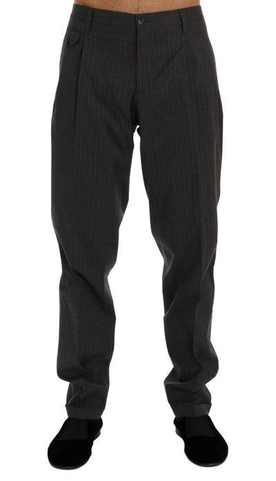 Gray Striped Cotton Dress Formal Pants