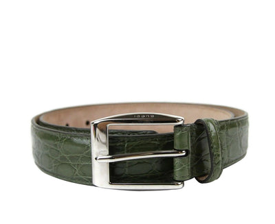 Gucci Men's Green Crocodile Classic Square Buckle Belt