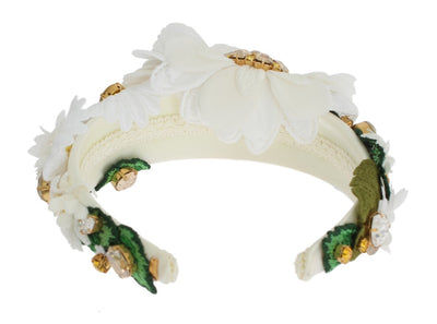 Yellow White Sunflower Crystal Floral Headband