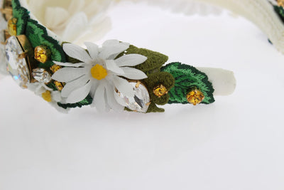 Yellow White Sunflower Crystal Floral Headband