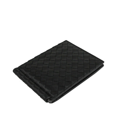 Bottega Veneta Men's Intercciaco Black Leather Intercciaco Woven Wallet