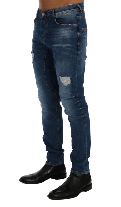 Blue Wash Torn Dundee Slim Fit Jeans