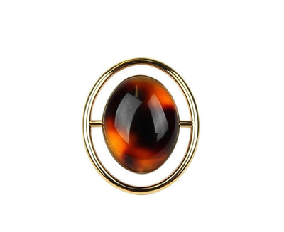 Women's Oval Brown Tortoise Shell Gold Ring