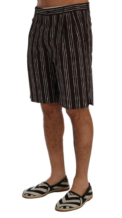 Bordeaux White Striped Hemp Casual Shorts