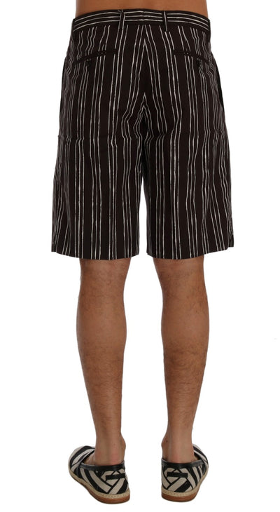 Bordeaux White Striped Hemp Casual Shorts