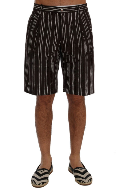 Bordeaux White Striped Hemp Casual Shorts