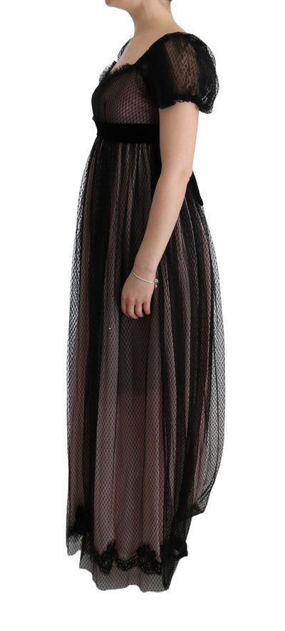 Black Pink Silk Long Shift Dress