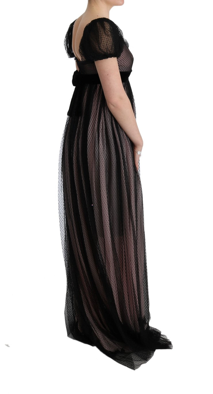 Black Pink Silk Long Shift Dress