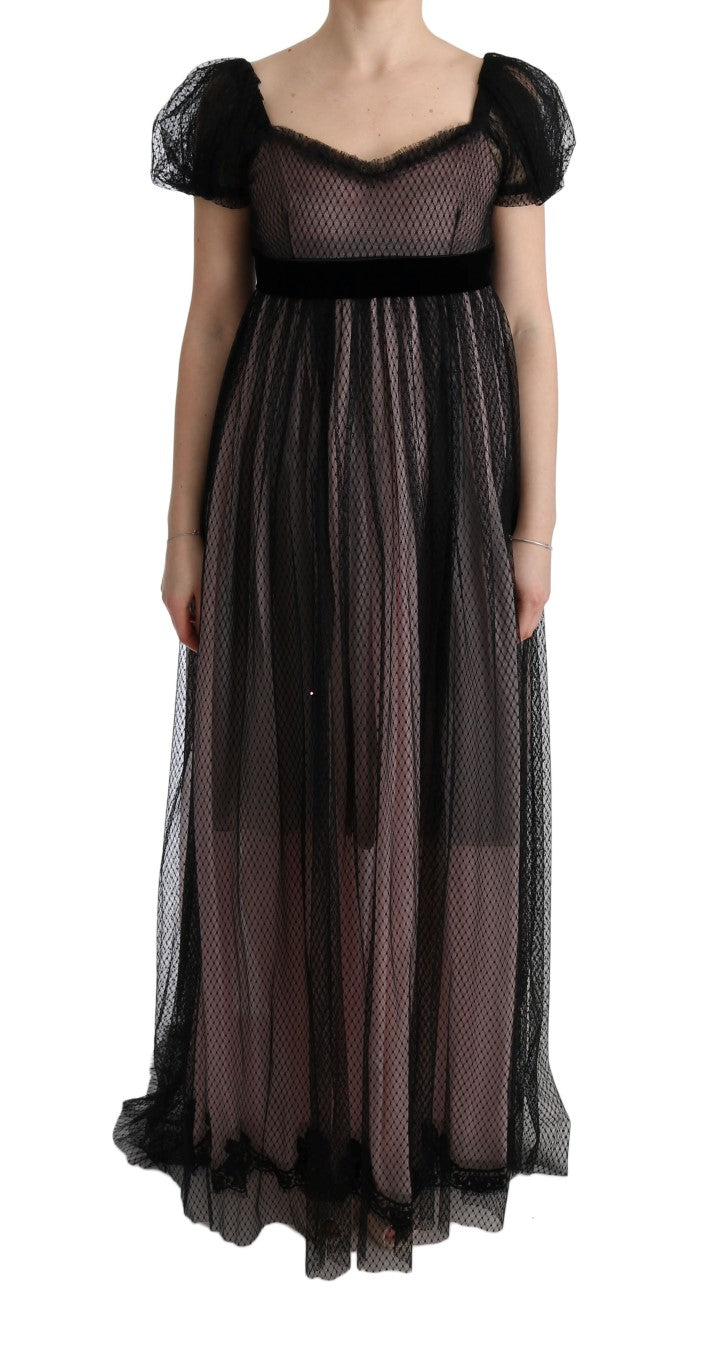 Black Pink Silk Long Shift Dress