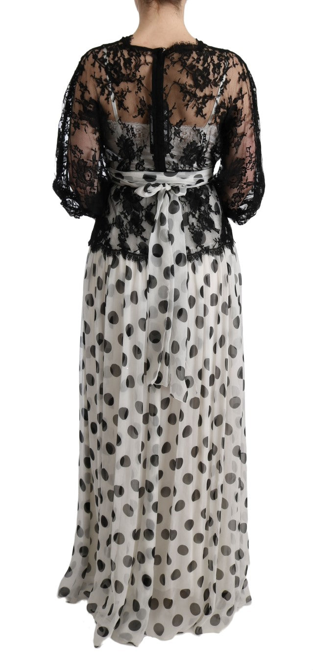 Black White Polka Dotted Floral Dress