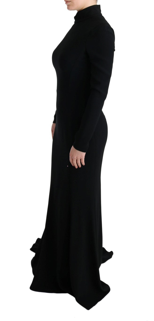 Black Stretch Long Gown Sheath Dress