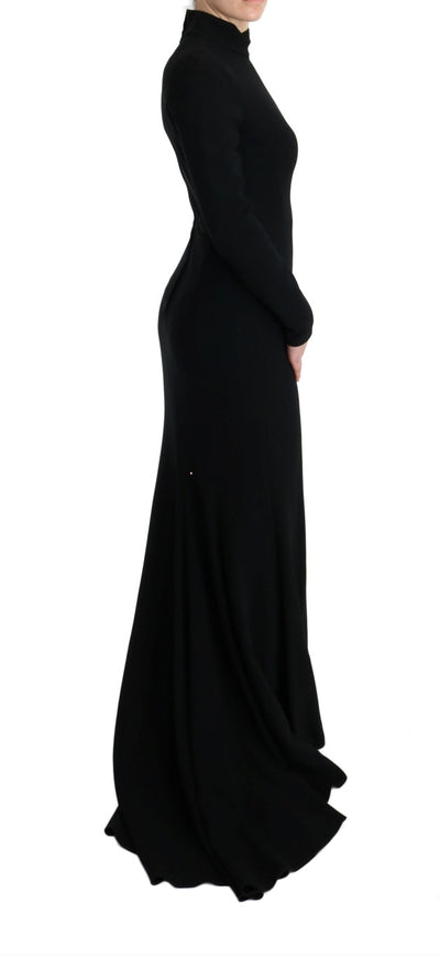 Black Stretch Long Gown Sheath Dress