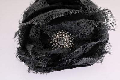 Black Gray Floral Lace Crystal Hair Claw