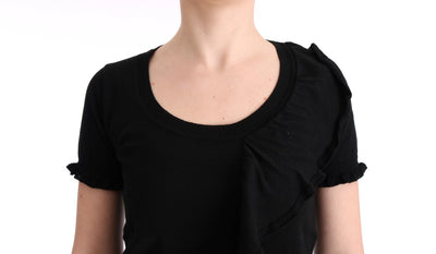 Black 100% Lana Wool Top Blouse T-shirt