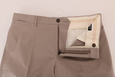 Beige Cotton Stretch Chinos Pants