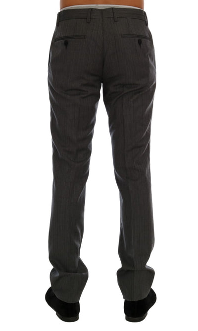 Gray Wool Striped Formal Pants