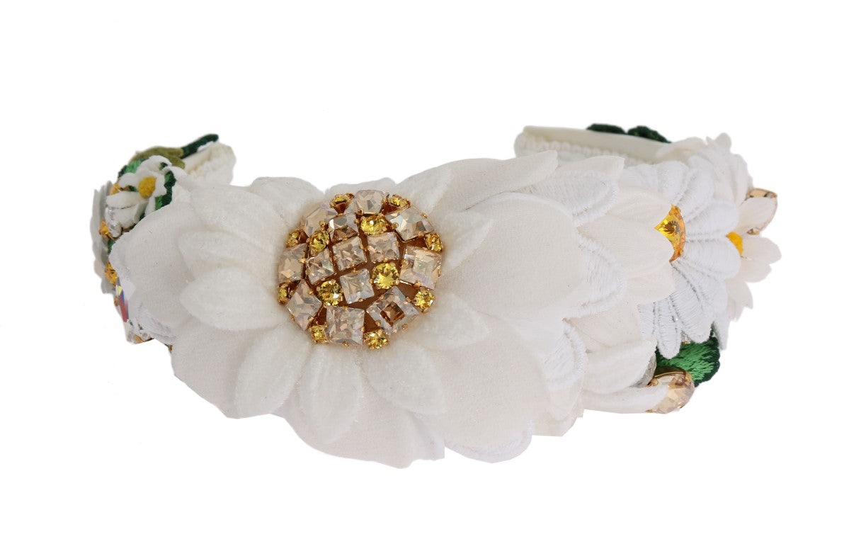 Yellow White Sunflower Crystal Headband