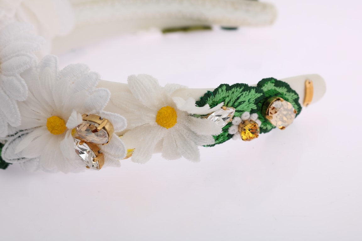 Yellow White Sunflower Crystal Headband