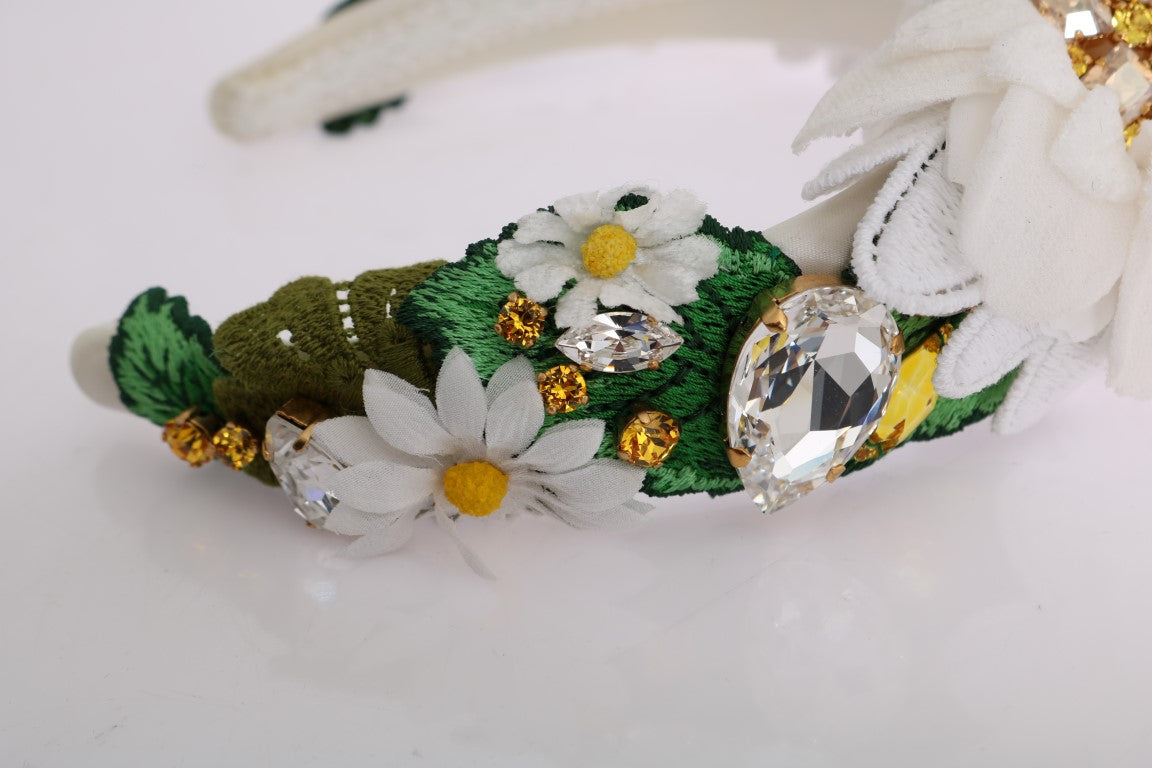 Yellow White Sunflower Crystal Headband