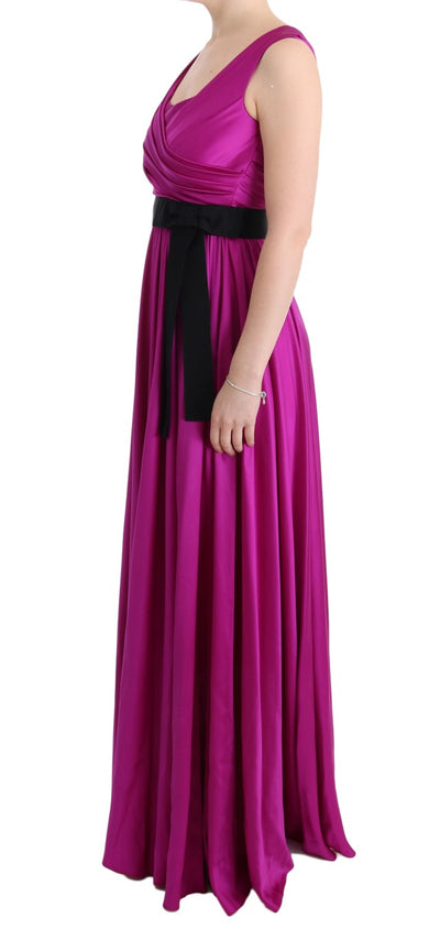 Pink Silk Stretch Shift Long Dress