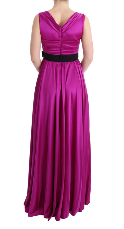 Pink Silk Stretch Shift Long Dress