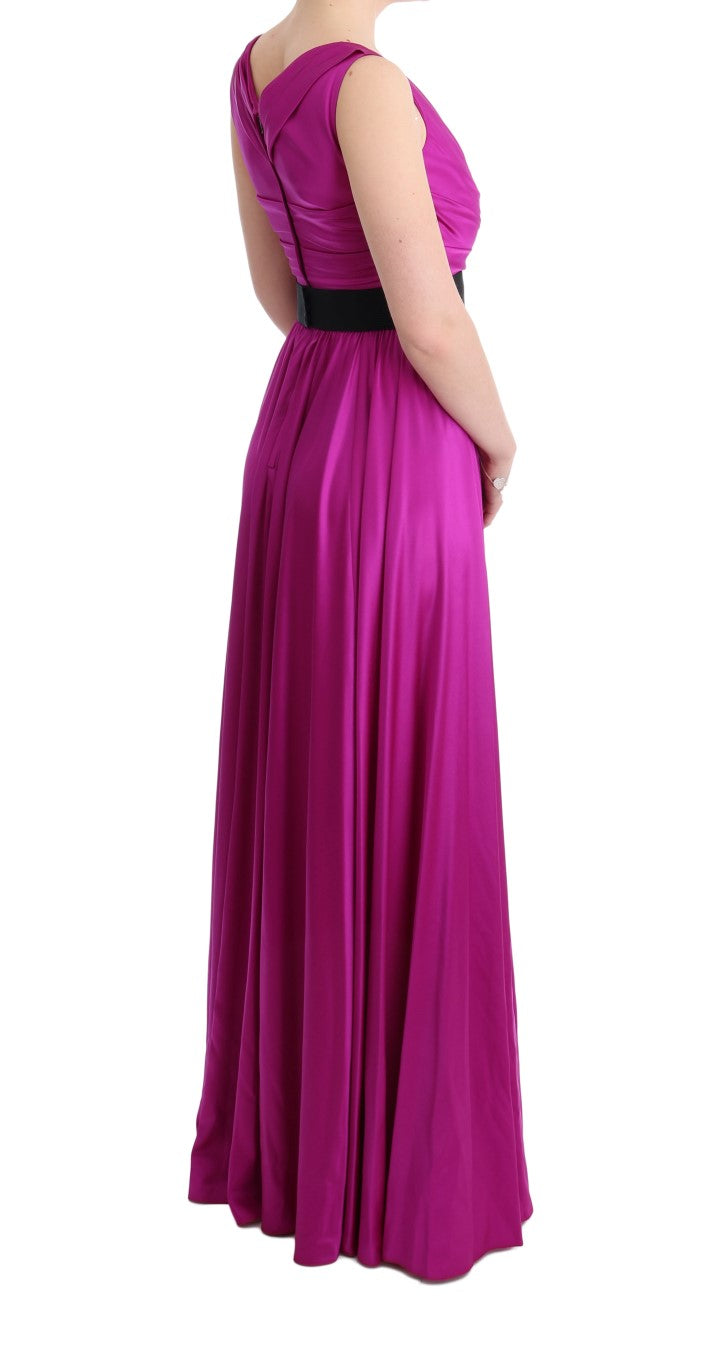 Pink Silk Stretch Shift Long Dress