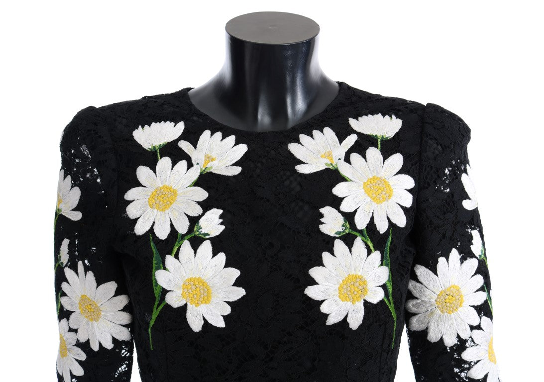 Black Floral Lace Chamomile Sicily Dress