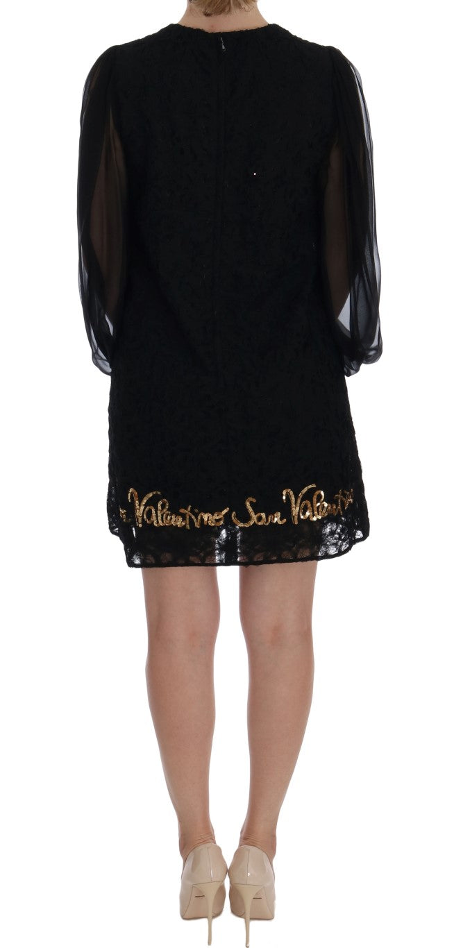 Black San Valentino Sequined Shift Dress