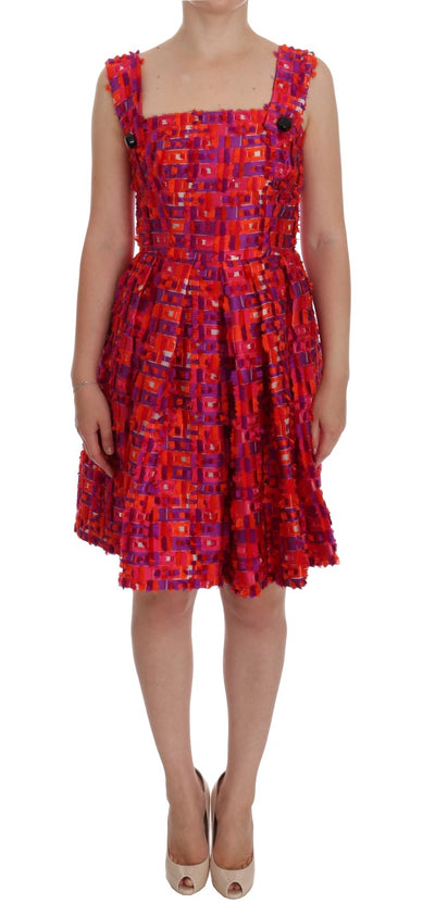 Pink Patterned A-line Above Knees Dress