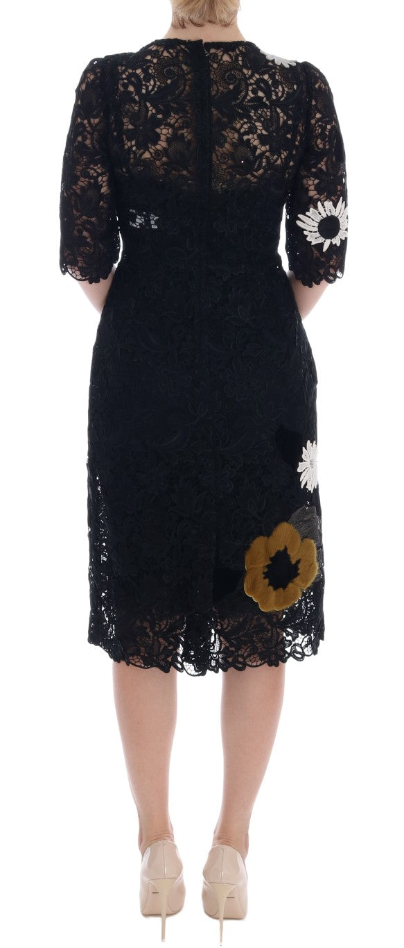 Black Floral Lace Floral Sicily Dress