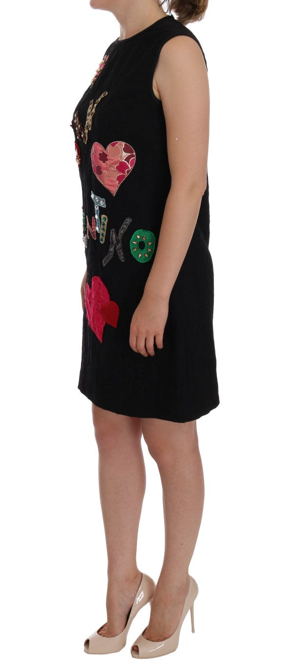 Black San Valentino Crystal Shift Dress